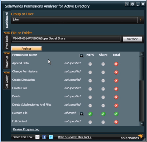 SolarWinds Permissions Analyzer for Active Directory