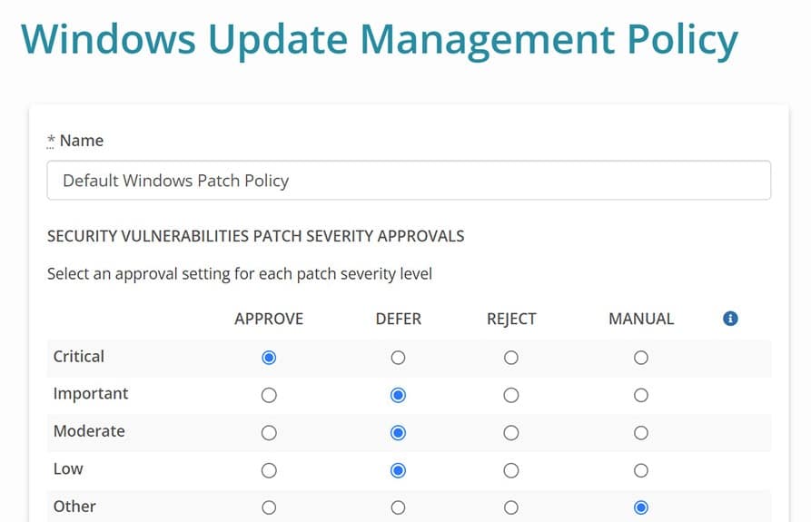 Syncro Windows Update Management Policy