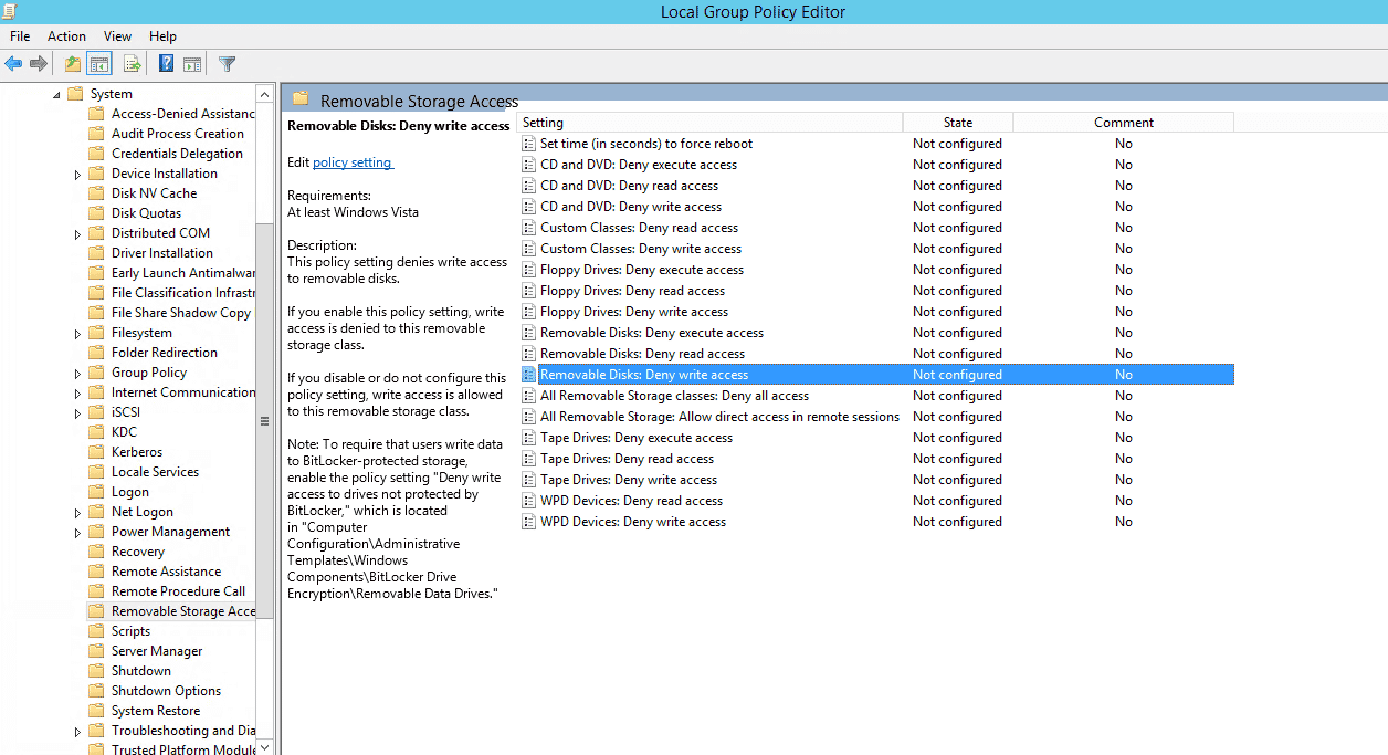 group policy removable storage control