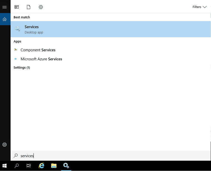 services in the Windows search bar